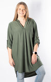 Caroline V-neck Tunic | Plain |  Khaki