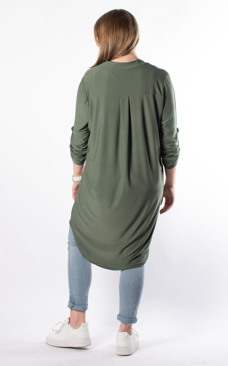 Caroline V-neck Tunic | Plain |  Khaki