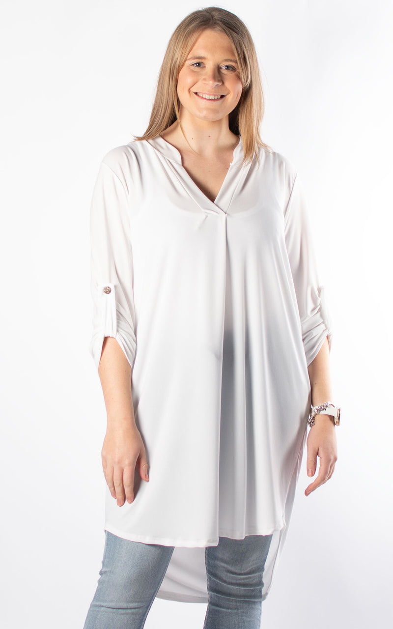 Caroline V-neck Tunic | Plain |  White