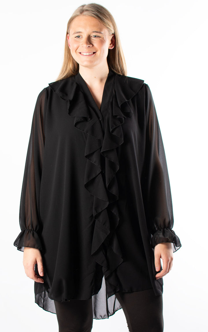 Cascade Ruffle Shirt | Black