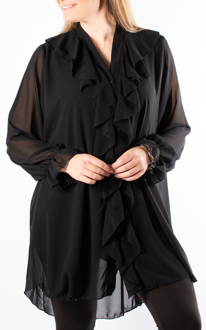 Cascade Ruffle Shirt | Black