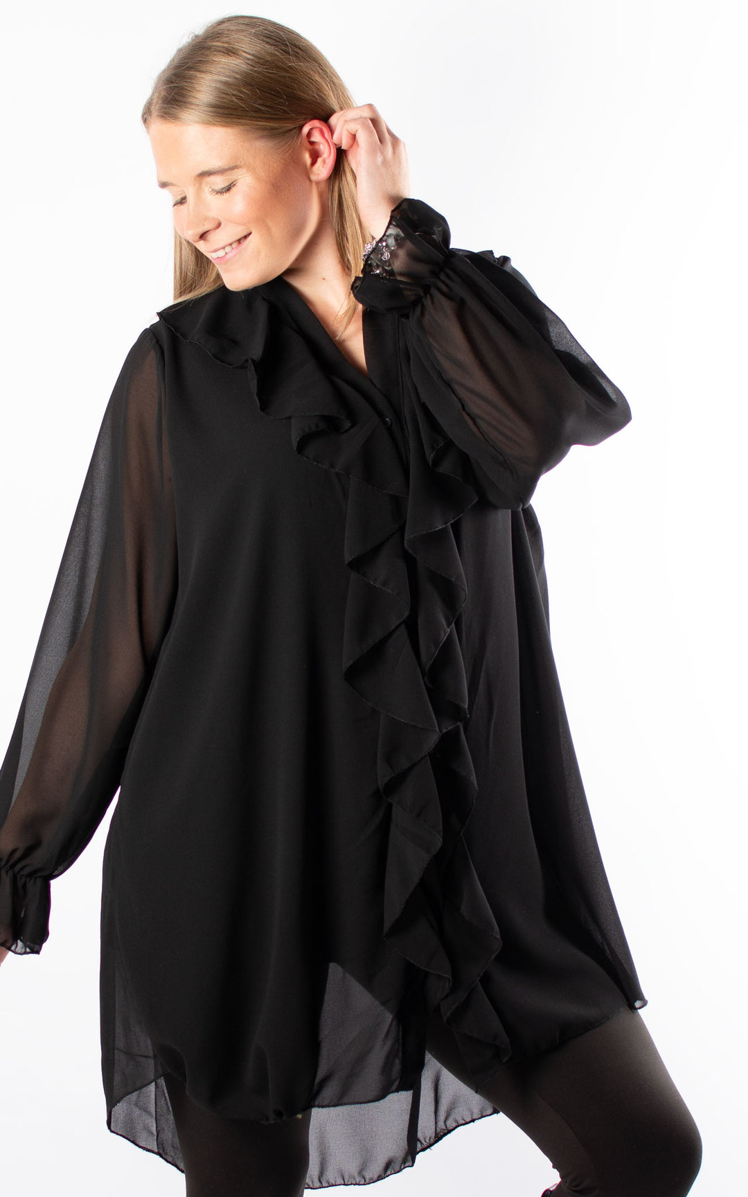 Cascade Ruffle Shirt | Black