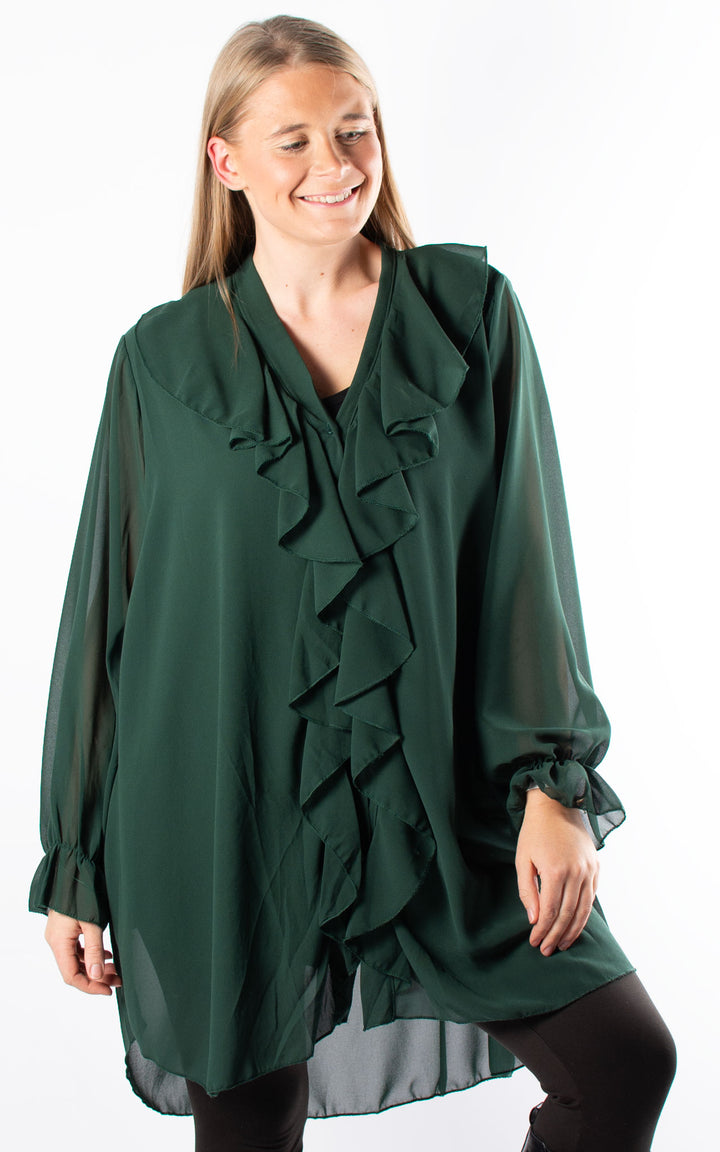 Cascade Ruffle Shirt | Green
