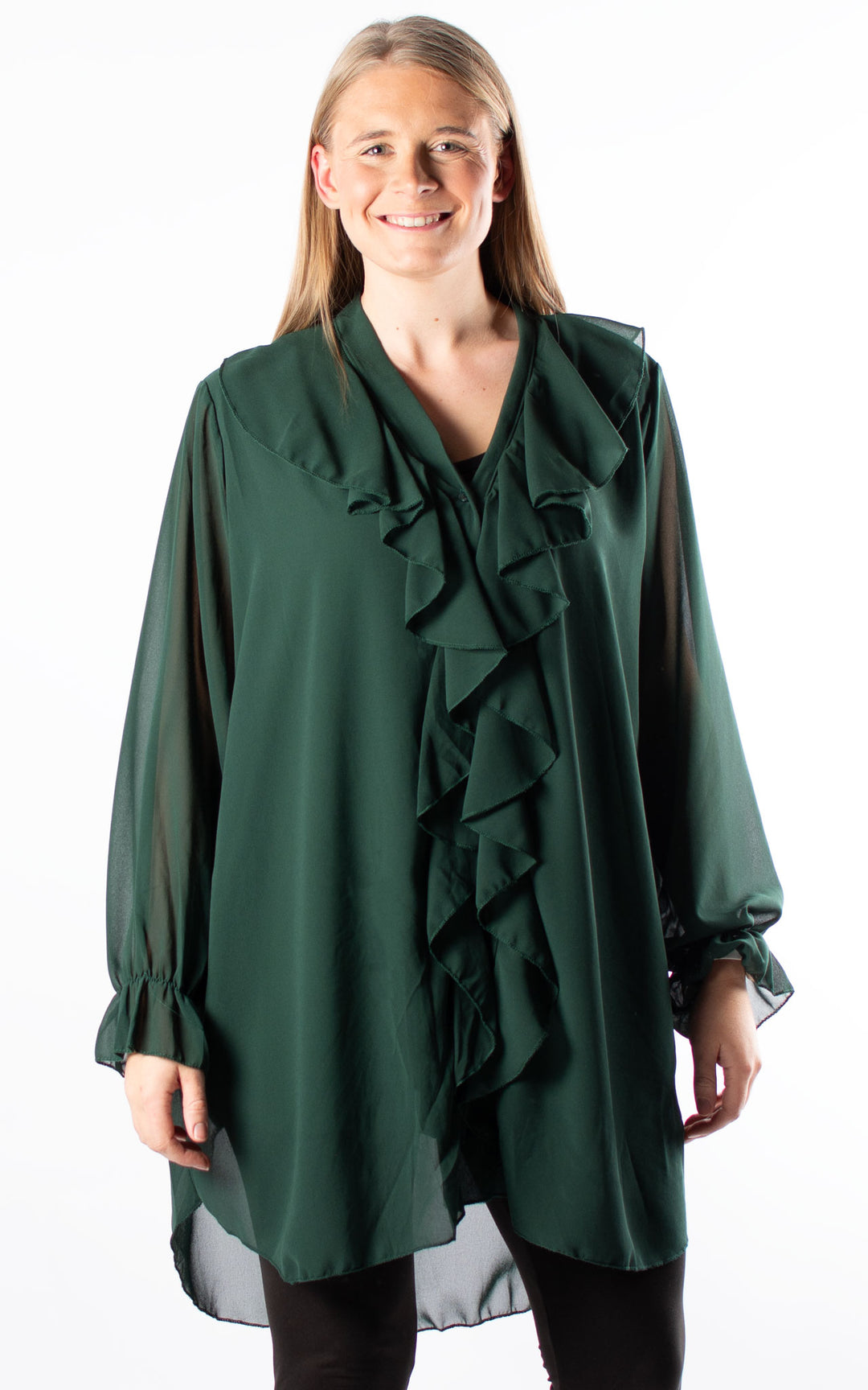Cascade Ruffle Shirt | Green