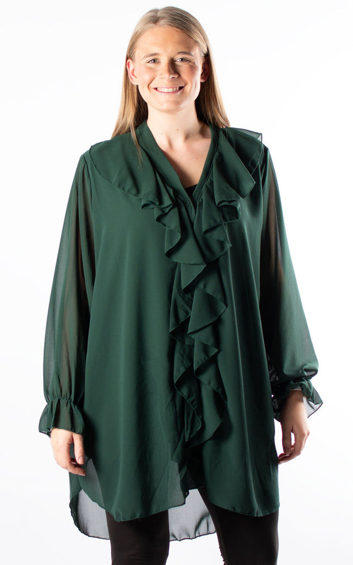 Cascade Ruffle Shirt | Green