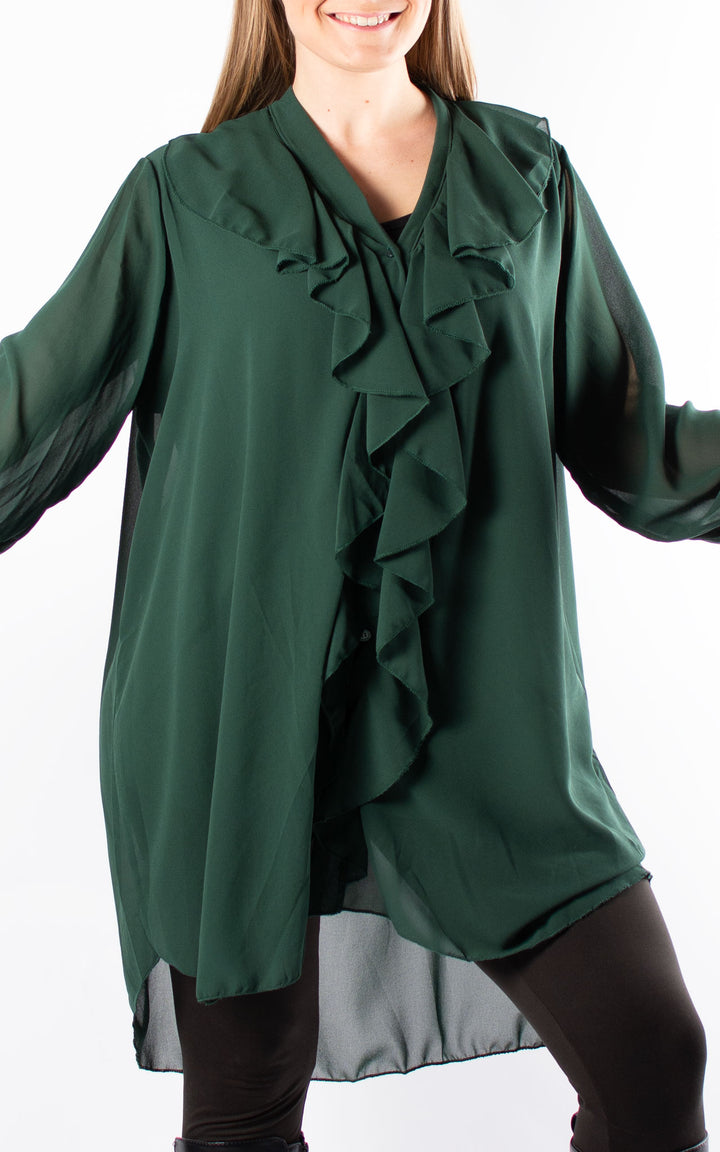 Cascade Ruffle Shirt | Green