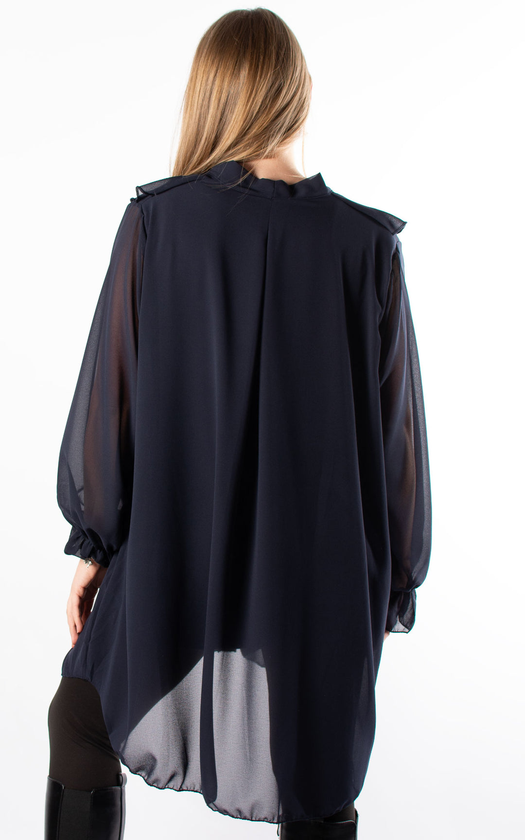 Cascade Ruffle Shirt | Navy