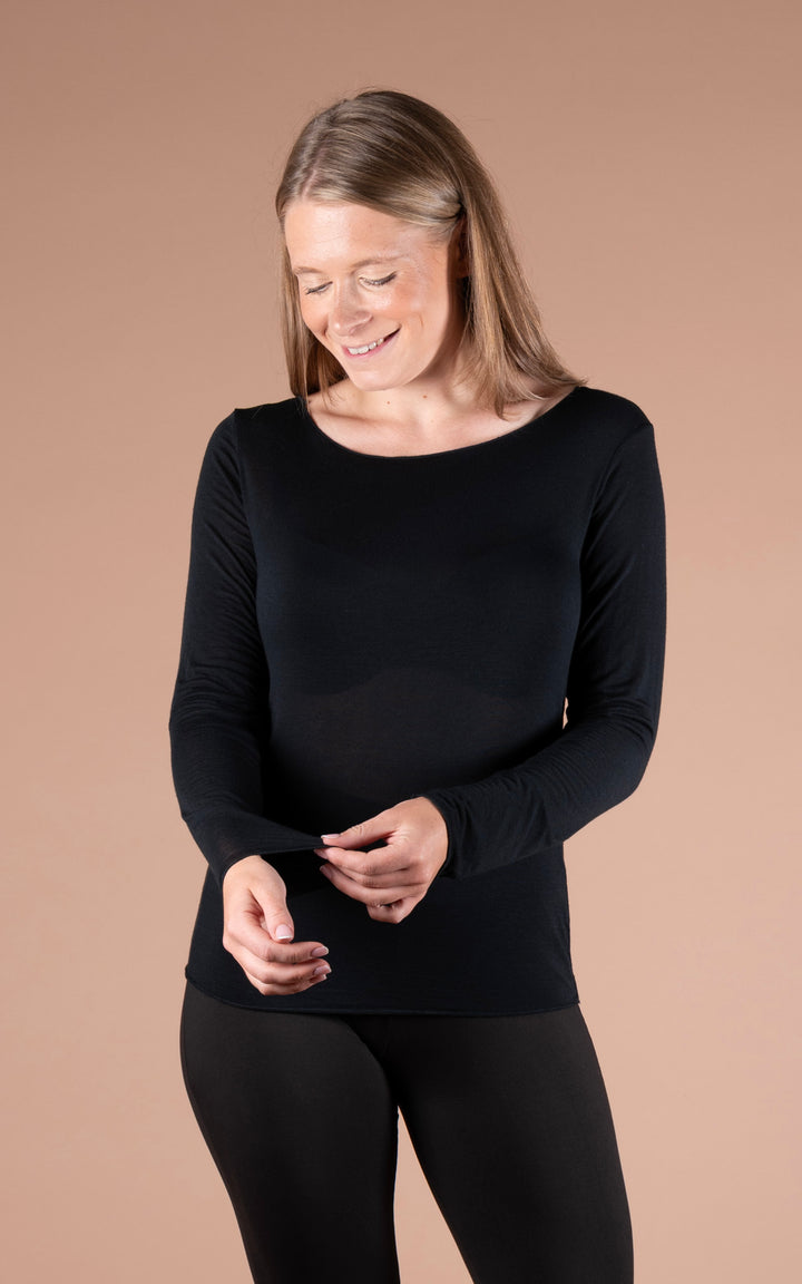 Cashmere Mix Layer Top  | Black