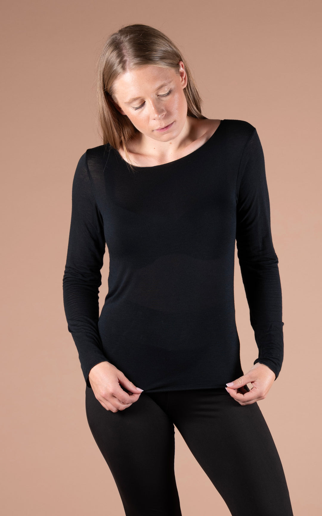 Cashmere Mix Layer Top  | Black