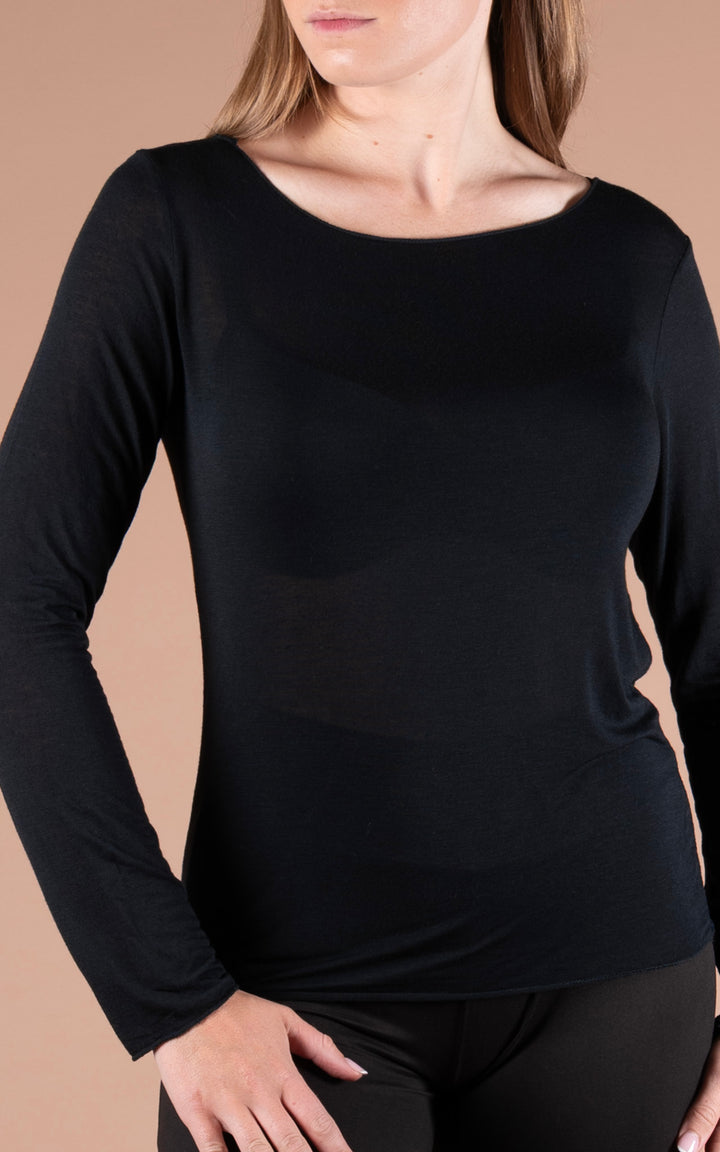 Cashmere Mix Layer Top  | Black