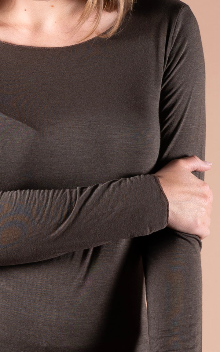 Cashmere Mix Layer Top  | Chocolate