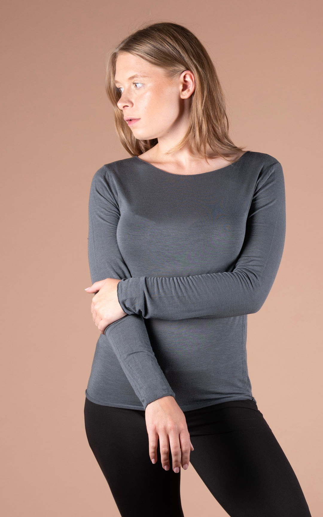 Cashmere Mix Layer Top  | Dark Grey