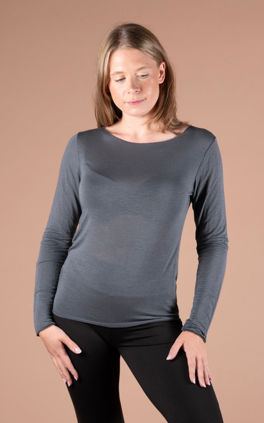 Cashmere Mix Layer Top  | Dark Grey