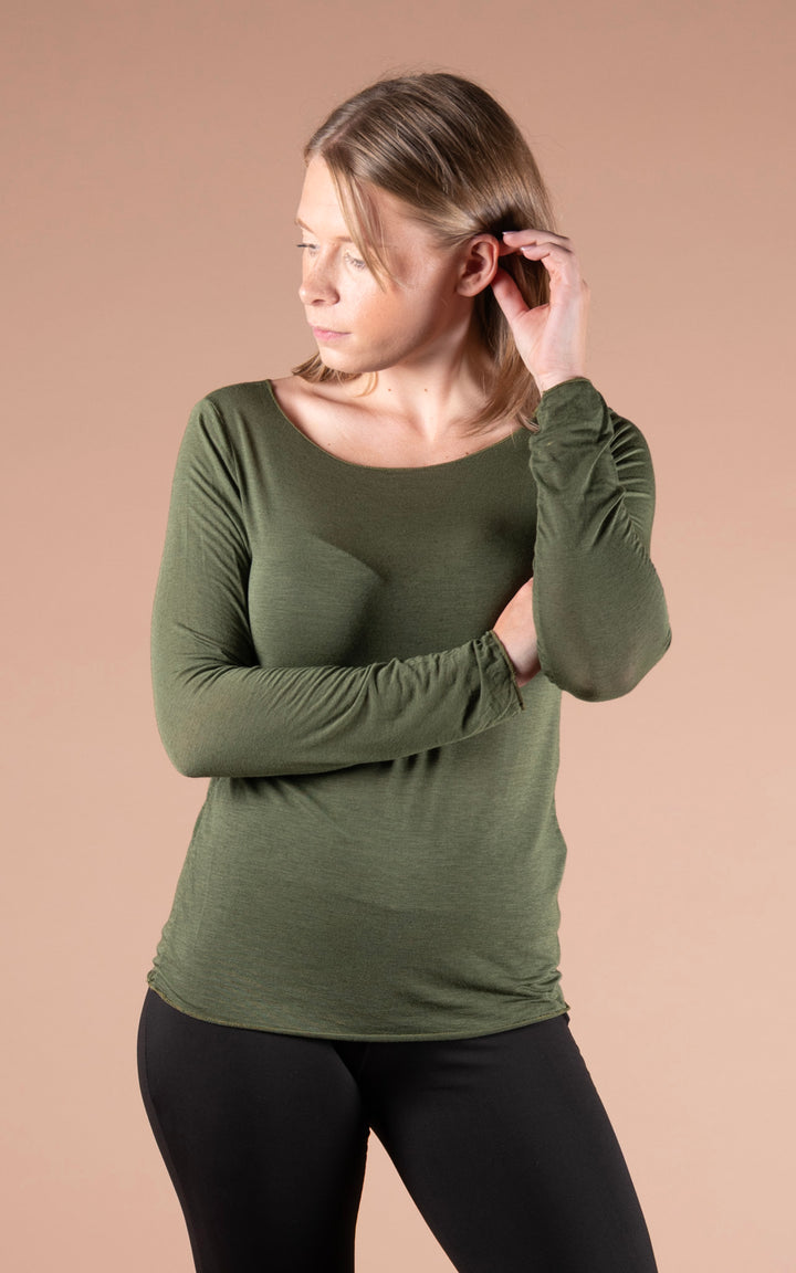 Cashmere Mix Layer Top  | Khaki