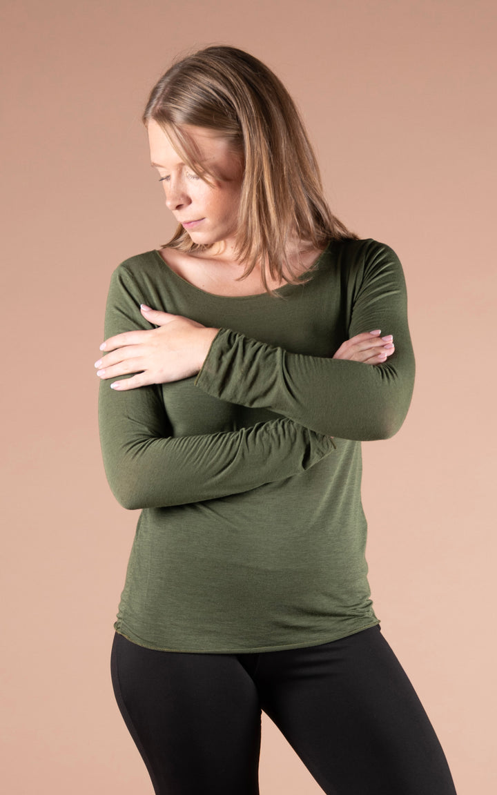 Cashmere Mix Layer Top  | Khaki