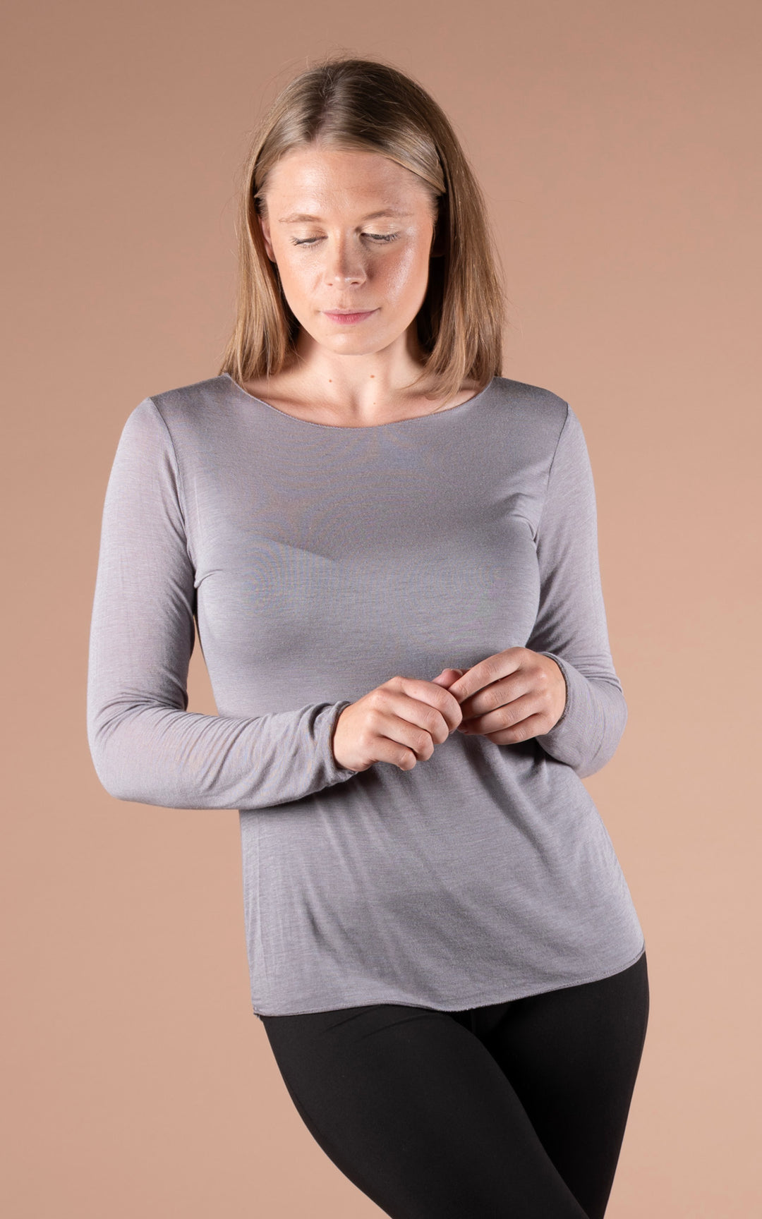 Cashmere Mix Layer Top  | Light Grey
