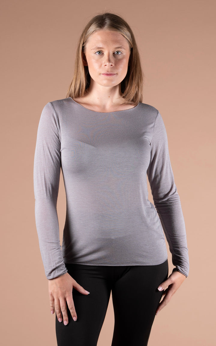 Cashmere Mix Layer Top  | Light Grey