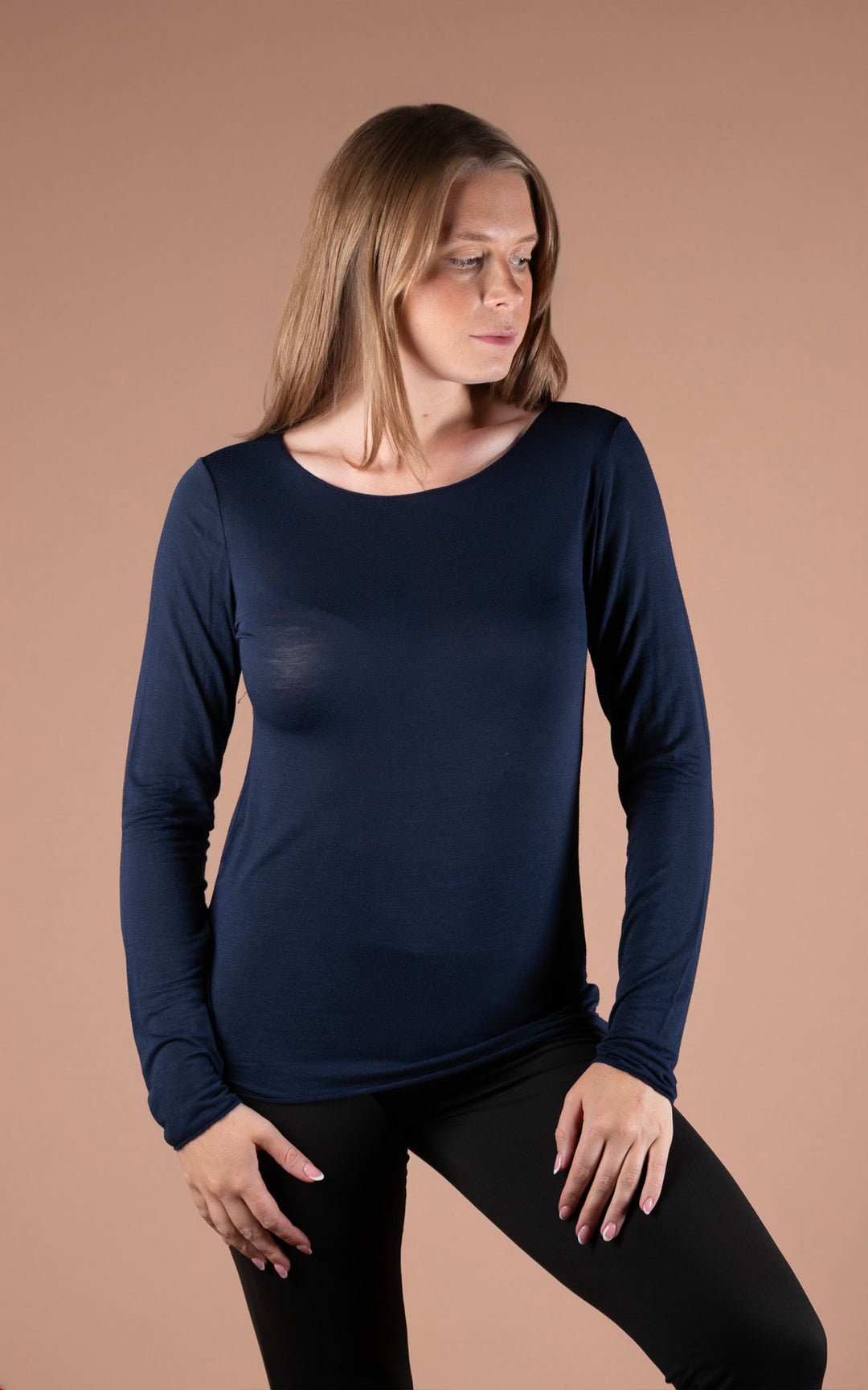 Cashmere Mix Layer Top | Navy
