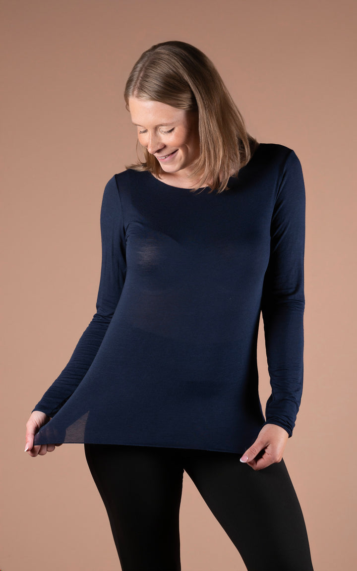 Cashmere Mix Layer Top | Navy