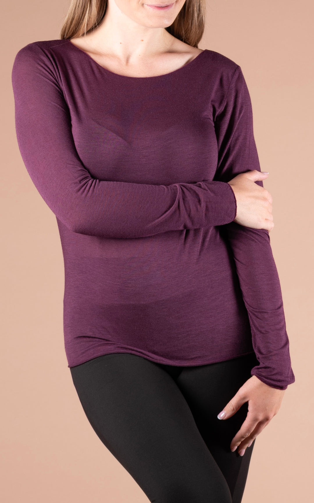 Cashmere Mix Layer Top  | Plum