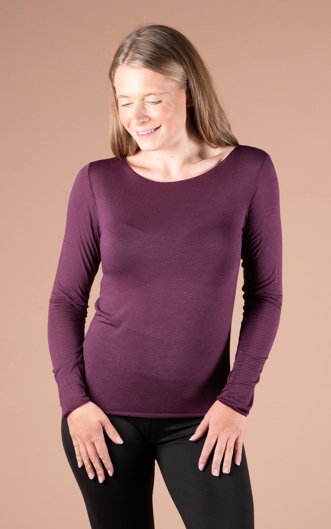 Cashmere Mix Layer Top  | Plum