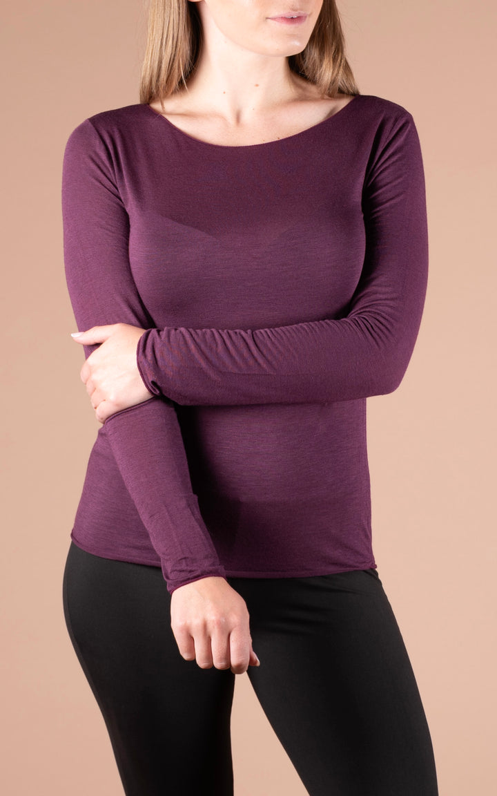 Cashmere Mix Layer Top  | Plum