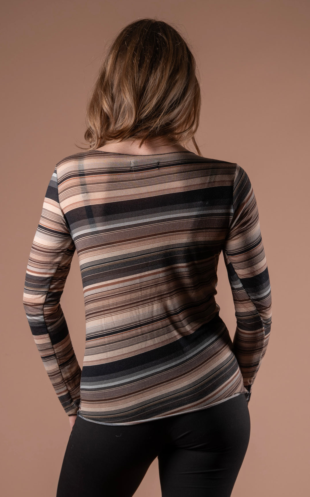 Cashmere Mix Layer Top | Stripe | Black