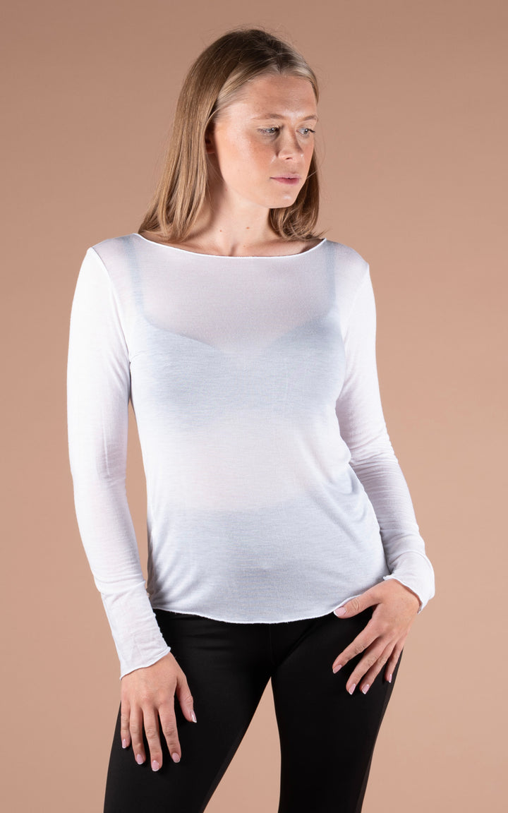 Cashmere Mix Layer Top  | White