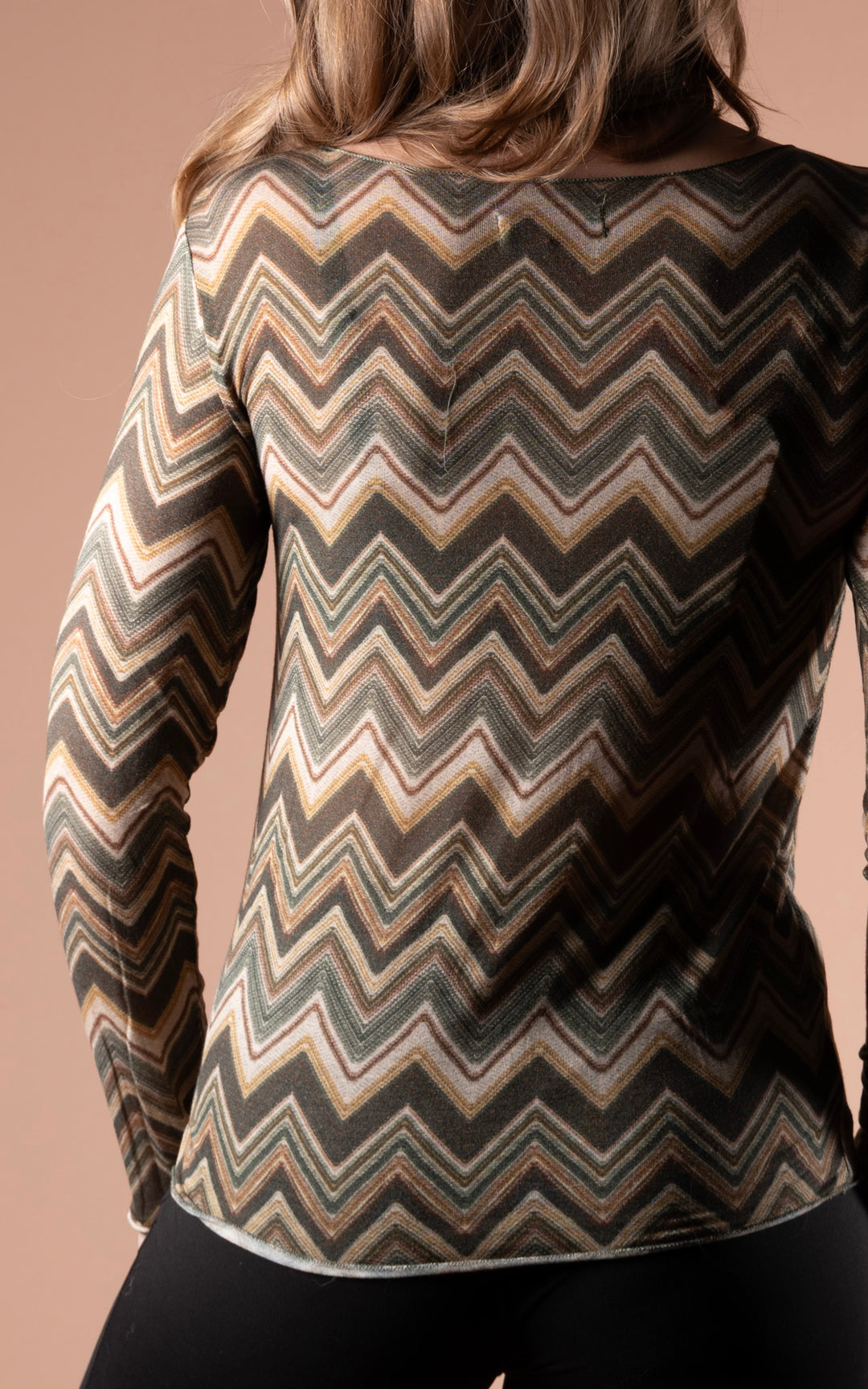 Cashmere Mix Layer Top | Zig Zag | Khaki