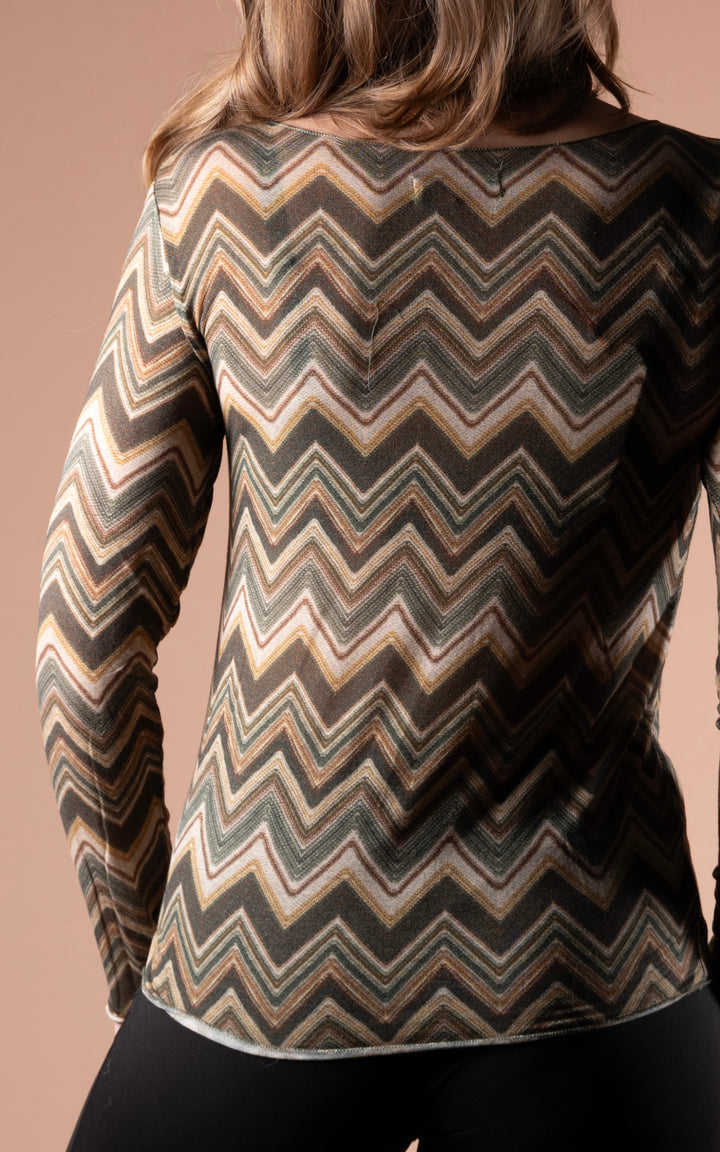 Cashmere Mix Layer Top | Zig Zag | Khaki