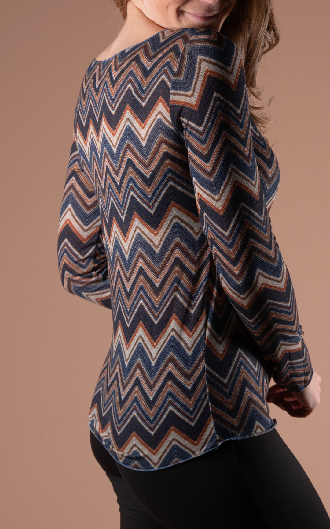 Cashmere Mix Layer Top | Zig Zag | Navy