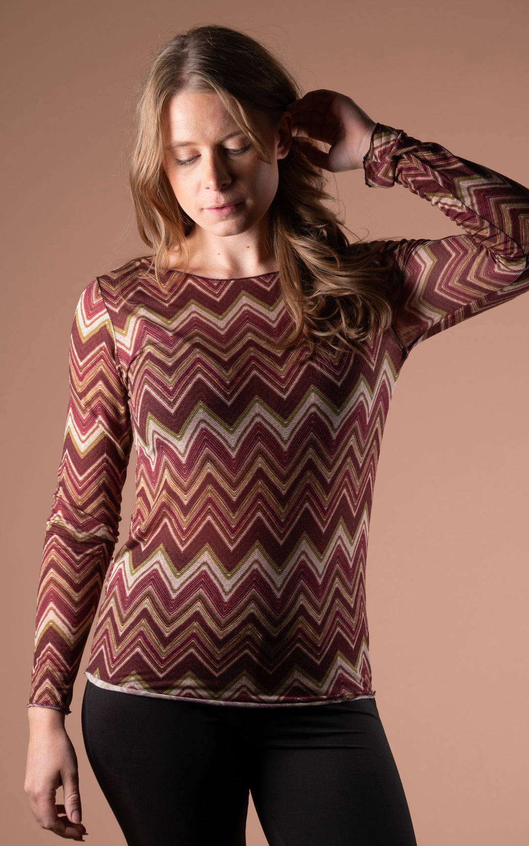 Cashmere Mix Layer Top | Zig Zag | Plum