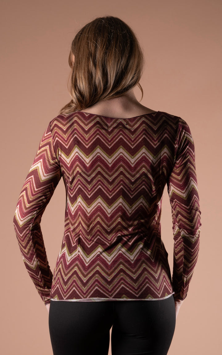 Cashmere Mix Layer Top | Zig Zag | Plum