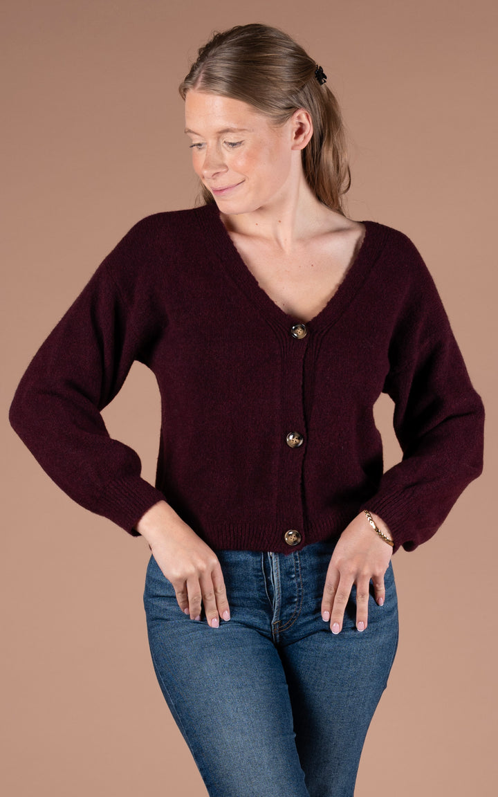 Cassie Button Cardigan | Plum