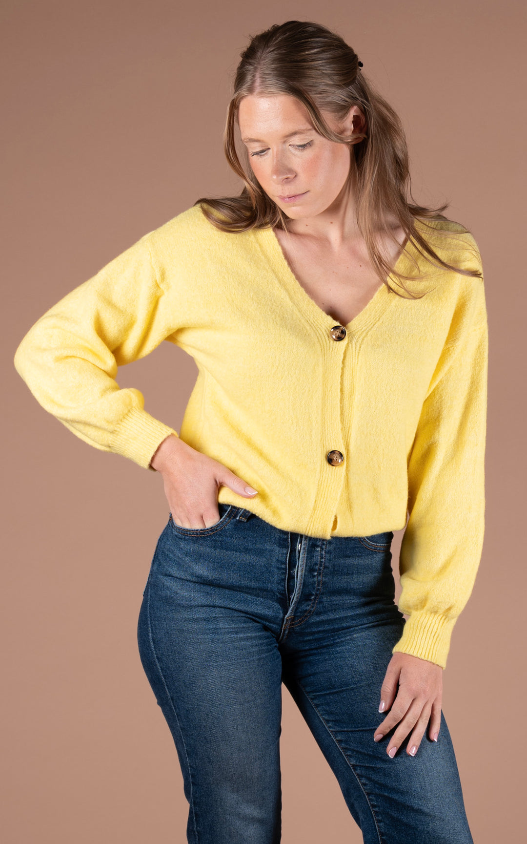 Cassie Button Cardigan   | Yellow