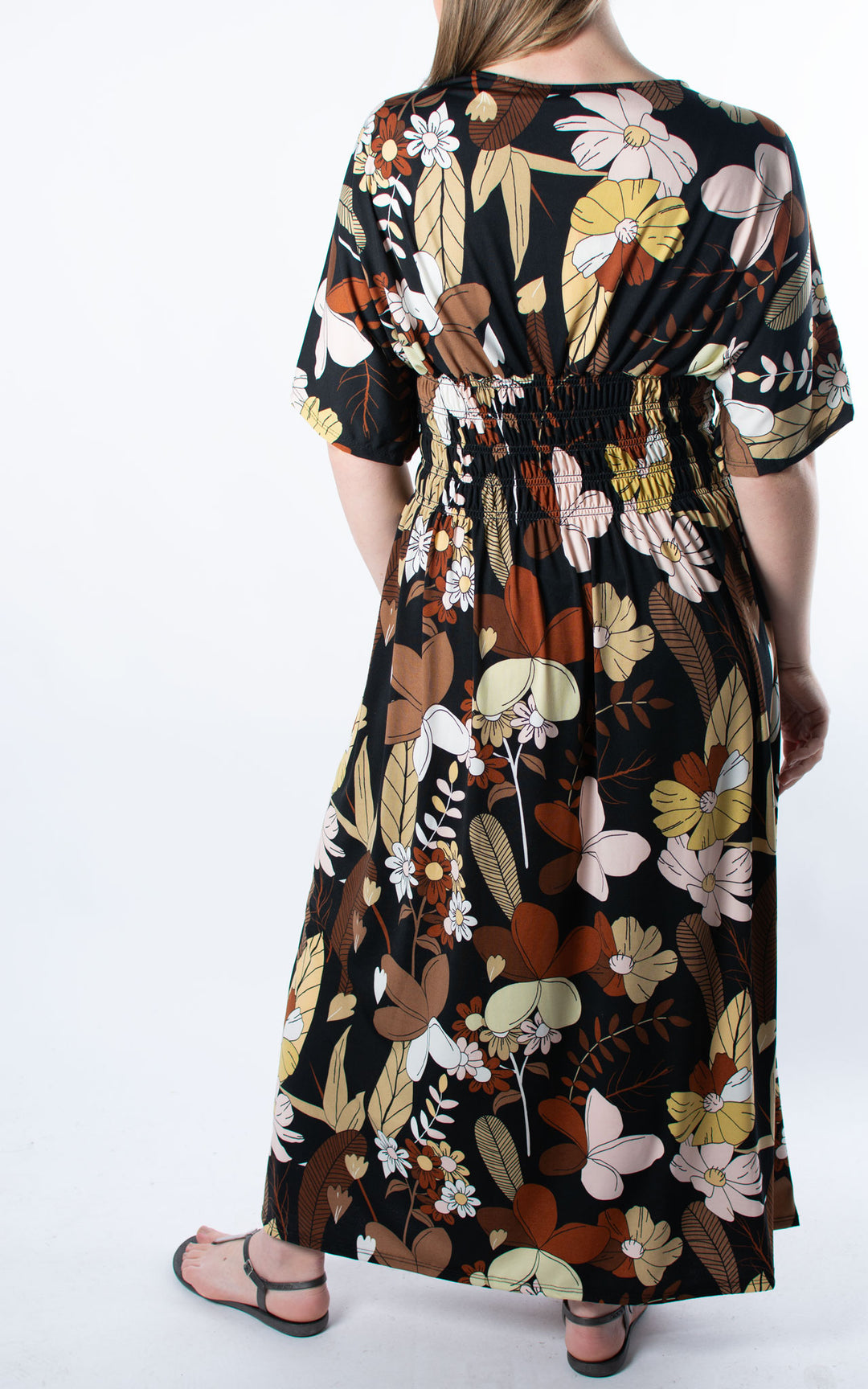 Cath Dress | 70s Flowers | Brown