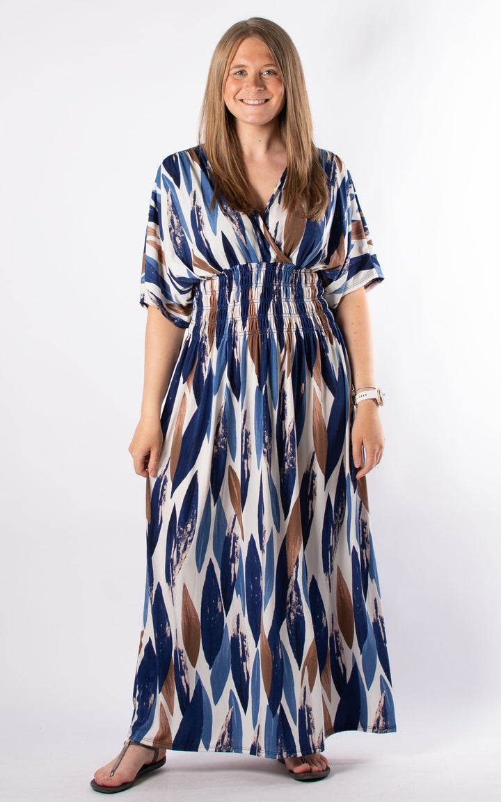Cath Dress | Leaf | Mocha & Blue