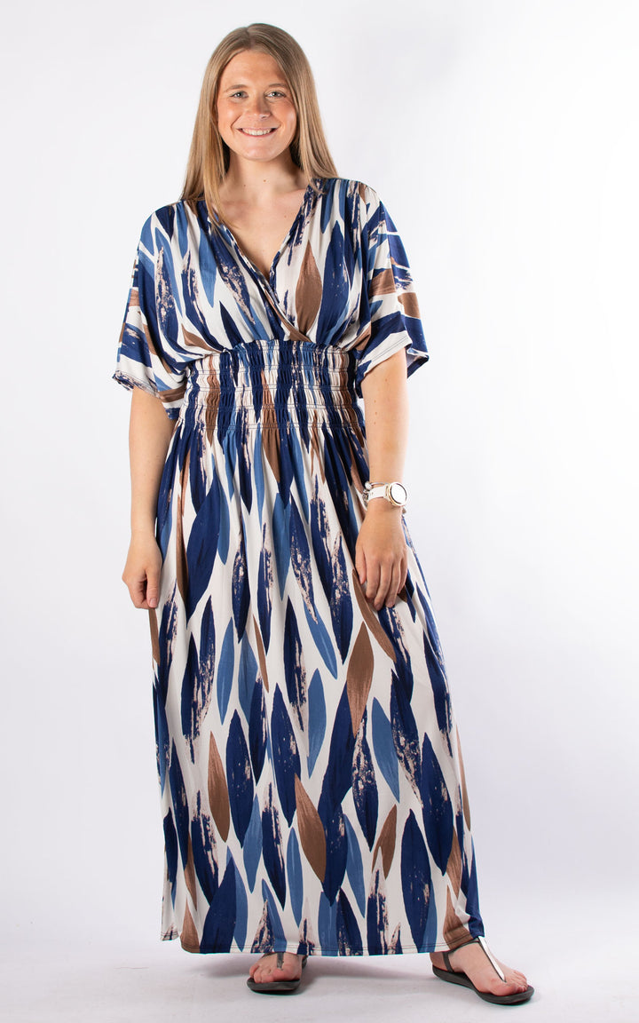 Cath Dress | Leaf | Mocha & Blue
