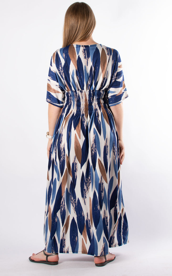 Cath Dress | Leaf | Mocha & Blue