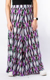 Cath Wide Leg Trousers | Abstract Geometric | Purple & Green