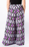 Cath Wide Leg Trousers | Abstract Geometric | Purple & Green