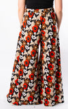 Cath Wide Leg Trousers | Flowers | Red & Mocha
