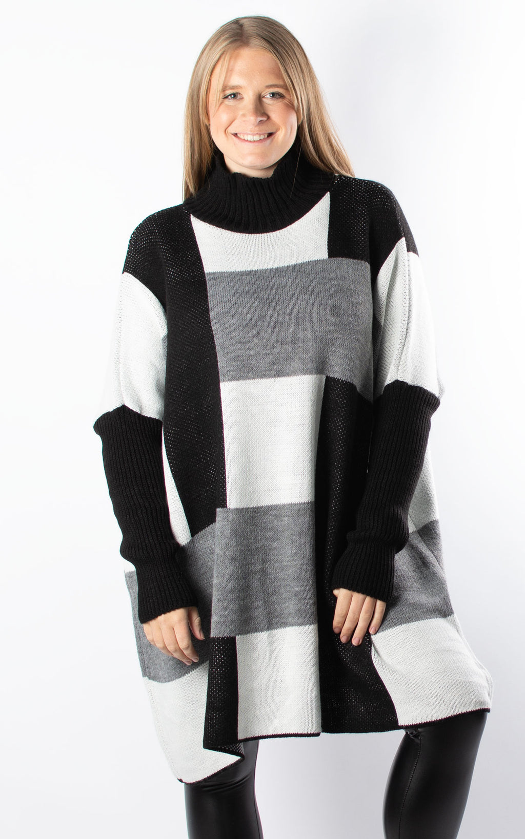 Check Knit Jumper | Black