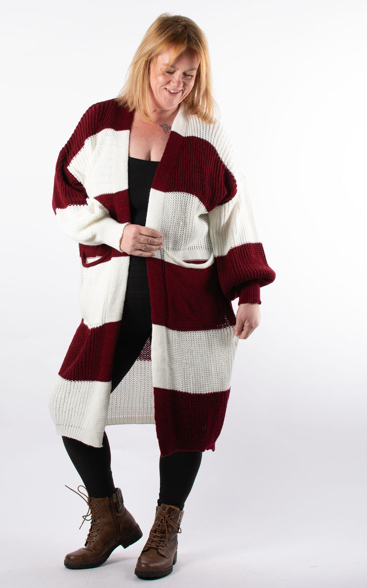 Checkerboard Cardigan | Burgundy