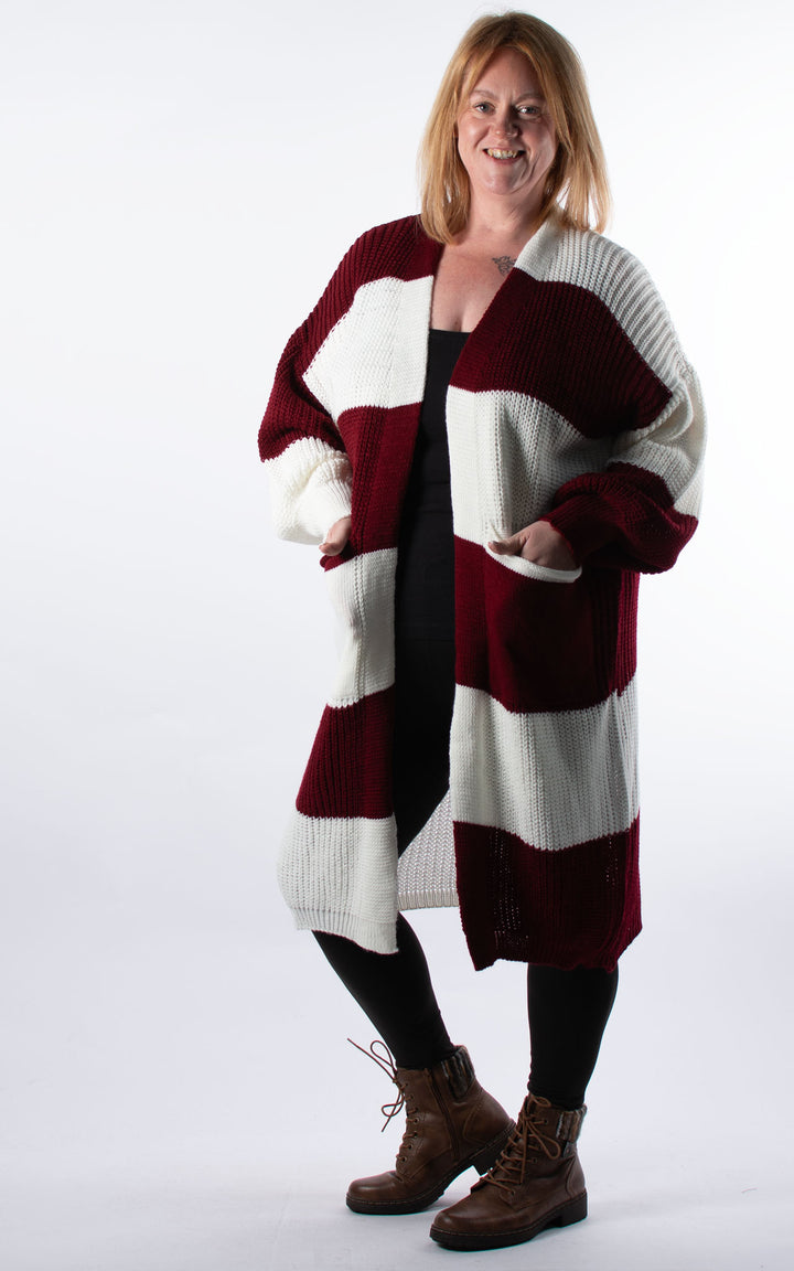 Checkerboard Cardigan | Burgundy