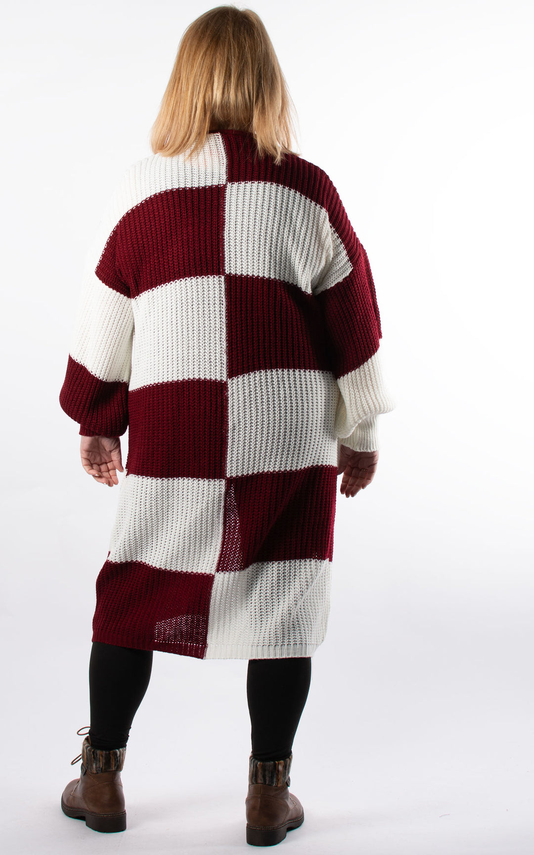 Checkerboard Cardigan | Burgundy