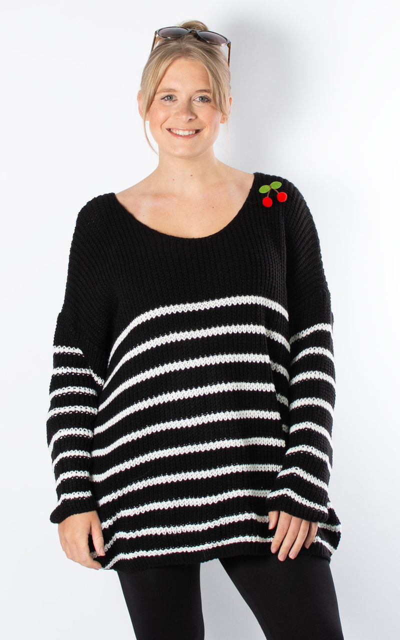 Cherry Brooch Jumper | Black