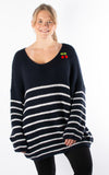 Cherry Brooch Jumper | Navy