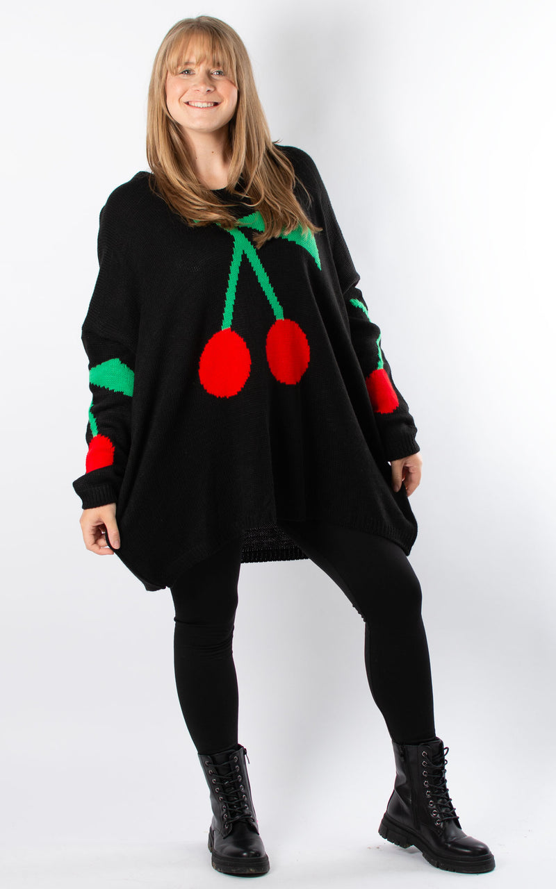 Cherry Knit Jumper | Black