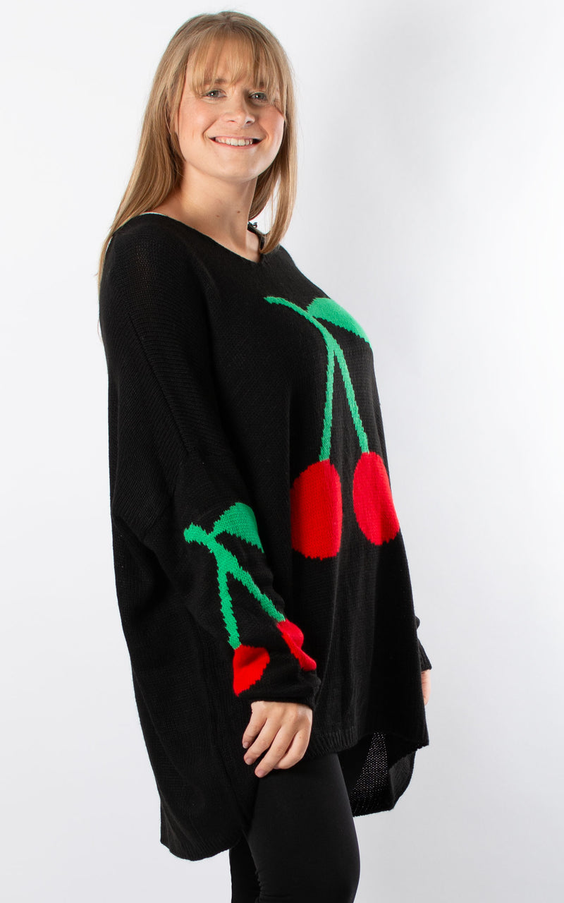 Cherry Knit Jumper | Black